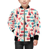 Red Blue guitar pattern Kids' Boys' Girls' Bomber Jacket