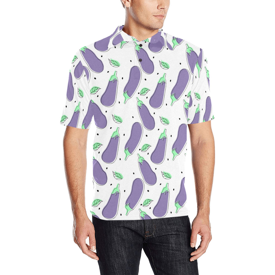 Eggplant Pattern Print Design 05 Men's All Over Print Polo Shirt