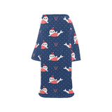 Cute sea lion seal christmas hat candy cane heart Blanket Robe with Sleeves