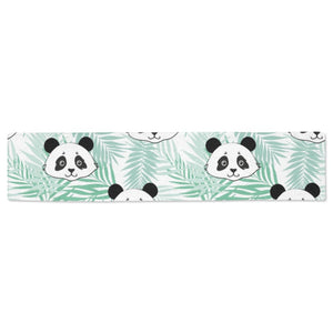 Panda pattern tropical leaves background Table Runner