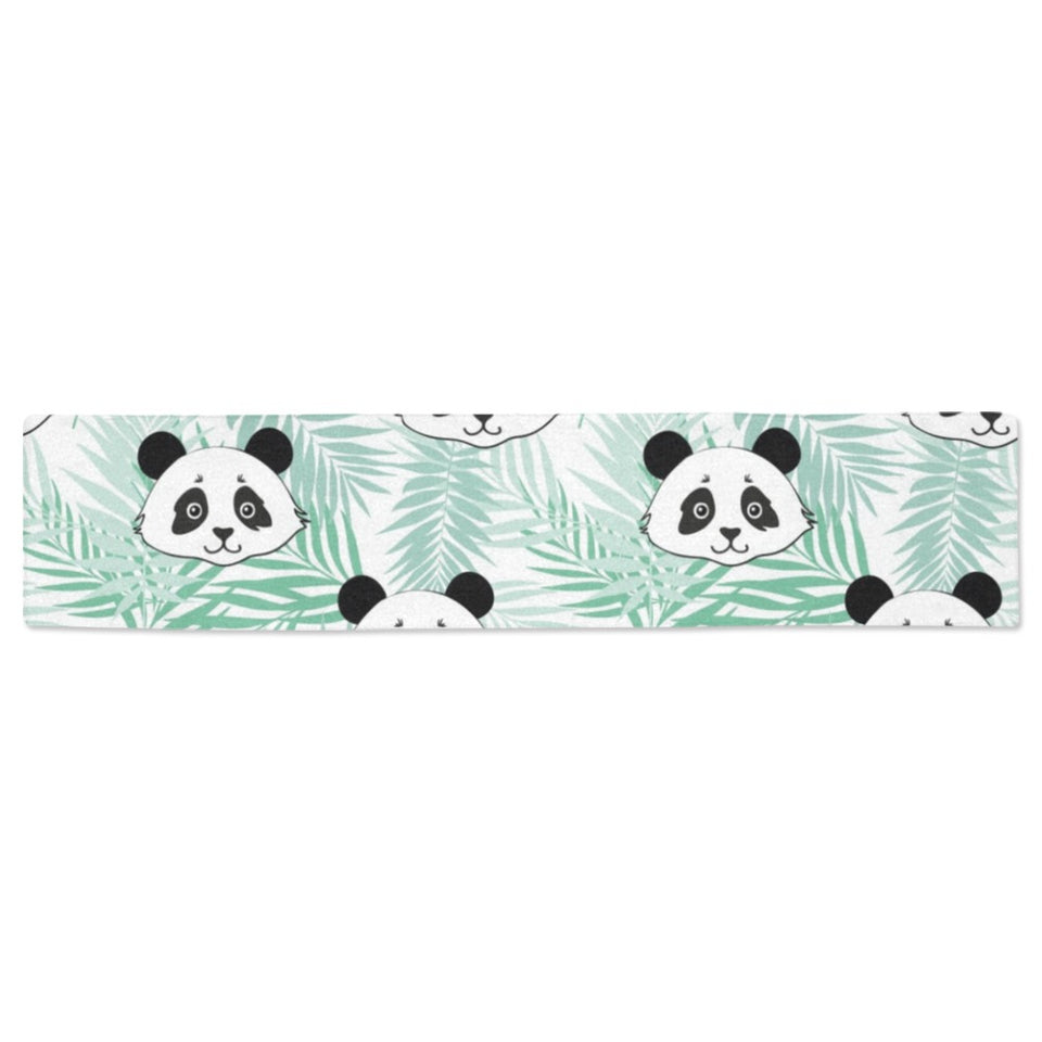 Panda pattern tropical leaves background Table Runner