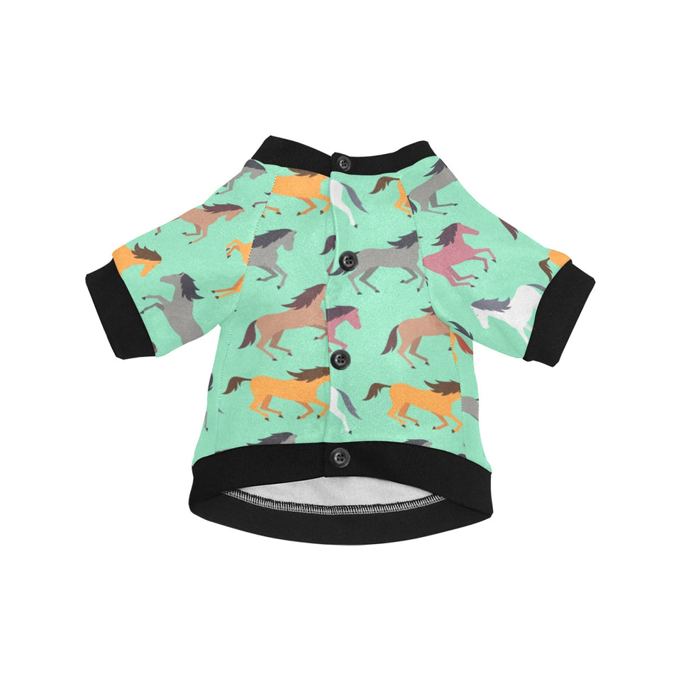 Colorful horses pattern All Over Print Pet Dog Round Neck Fuzzy Shirt