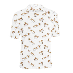 Jack Russel Pattern Print Design 04 Men's All Over Print Polo Shirt