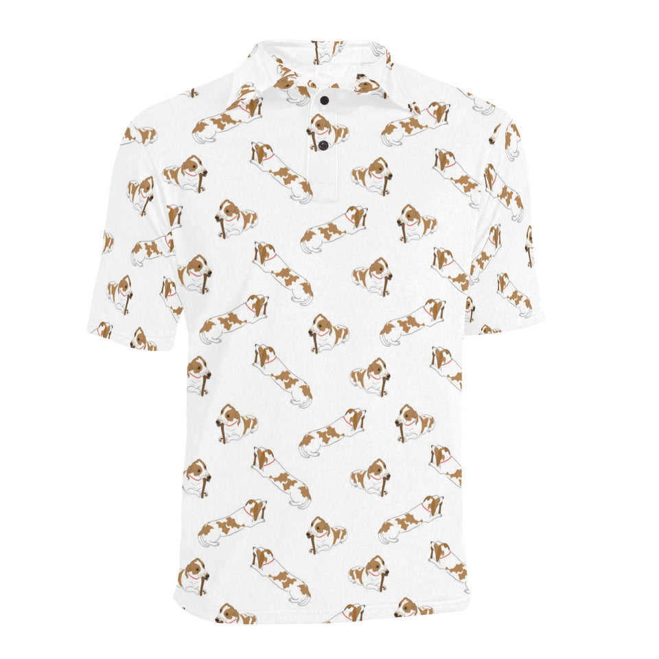 Jack Russel Pattern Print Design 04 Men's All Over Print Polo Shirt
