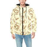 Windmill Wheat pattern Men's Padded Hooded Jacket