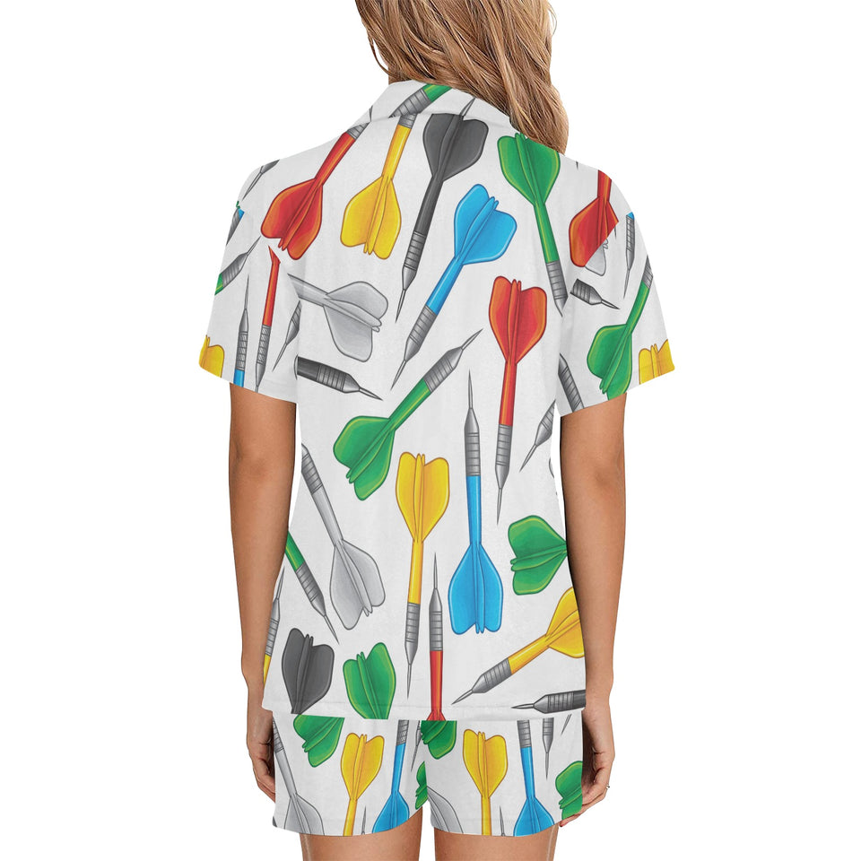 Darts Pattern Print Design 03 Women's V-Neck Short Pajama Set