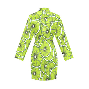 Slices of Lime design pattern Women's Long Sleeve Belted Night Robe