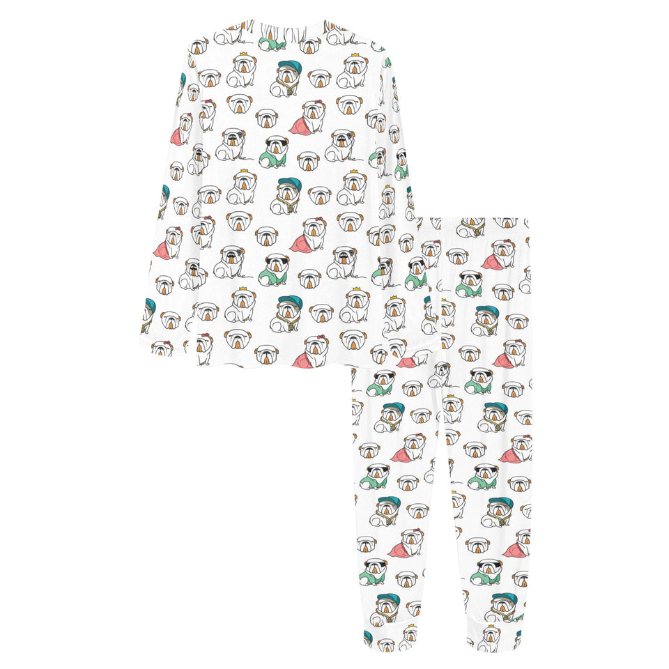 English Bulldog Pattern Print Design 03 Women's All Over Print Pajama Set