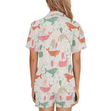 Cute whale pattern Women's V-Neck Short Pajama Set