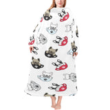 French bulldog cup paw pattern Blanket Robe with Sleeves
