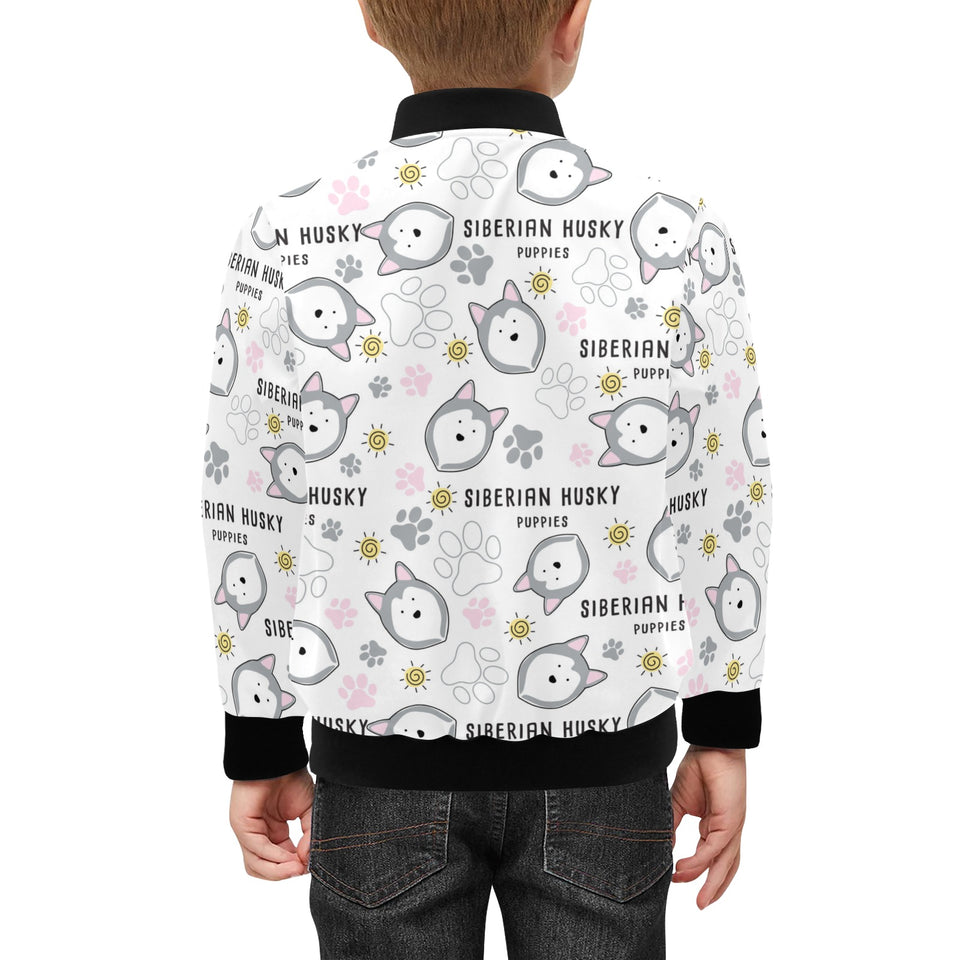 Siberian Husky design pattern Kids' Boys' Girls' Bomber Jacket
