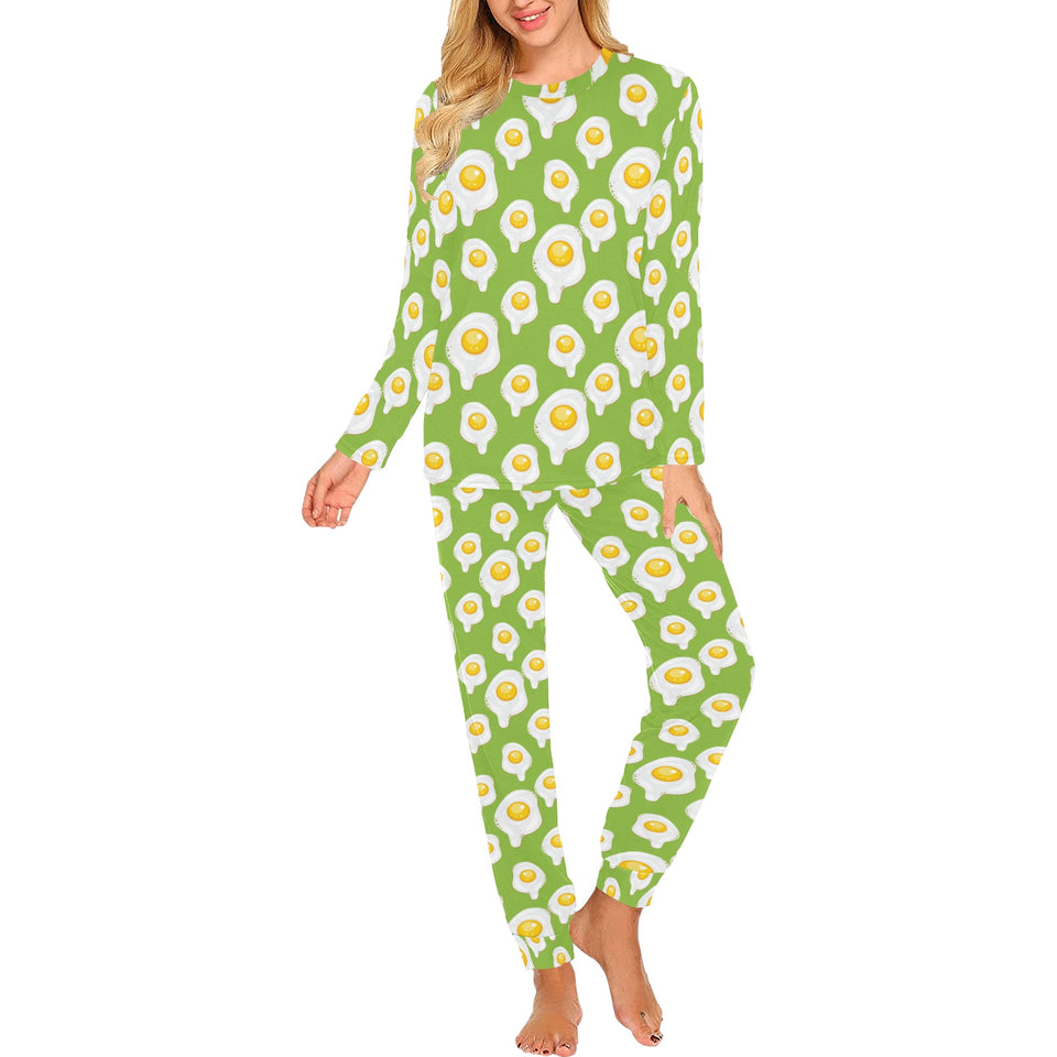 Fried Eggs Pattern Print Design 01 Women's All Over Print Pajama Set