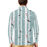 Crows christmas hat scarf Men's Long Sleeve Polo Shirt