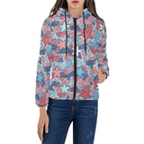 Hand drawn colorful starfish Women's Padded Hooded Jacket