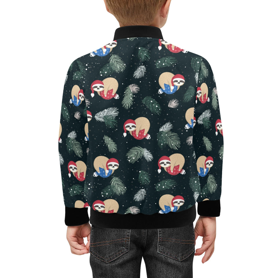 Cute sloths sleeping christmas ball santa hat patt Kids' Boys' Girls' Bomber Jacket
