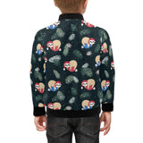 Cute sloths sleeping christmas ball santa hat patt Kids' Boys' Girls' Bomber Jacket