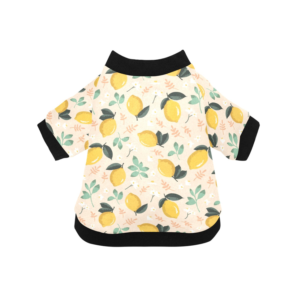lemon flower leave pattern All Over Print Pet Dog Round Neck Fuzzy Shirt