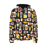 Beer type pattern Men's Padded Hooded Jacket