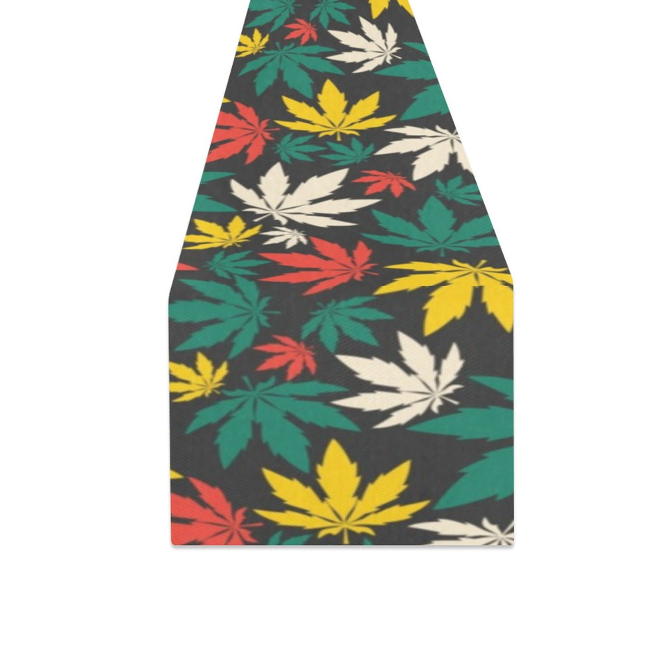 Canabis Marijuana Weed Pattern Print Design 02 Table Runner
