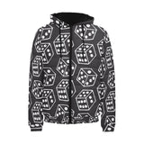 Dice Pattern Print Design 01 Men's Padded Hooded Jacket