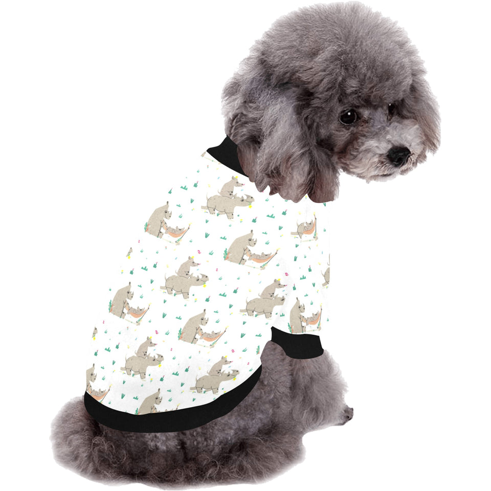 Cute Rhino pattern background All Over Print Pet Dog Round Neck Fuzzy Shirt