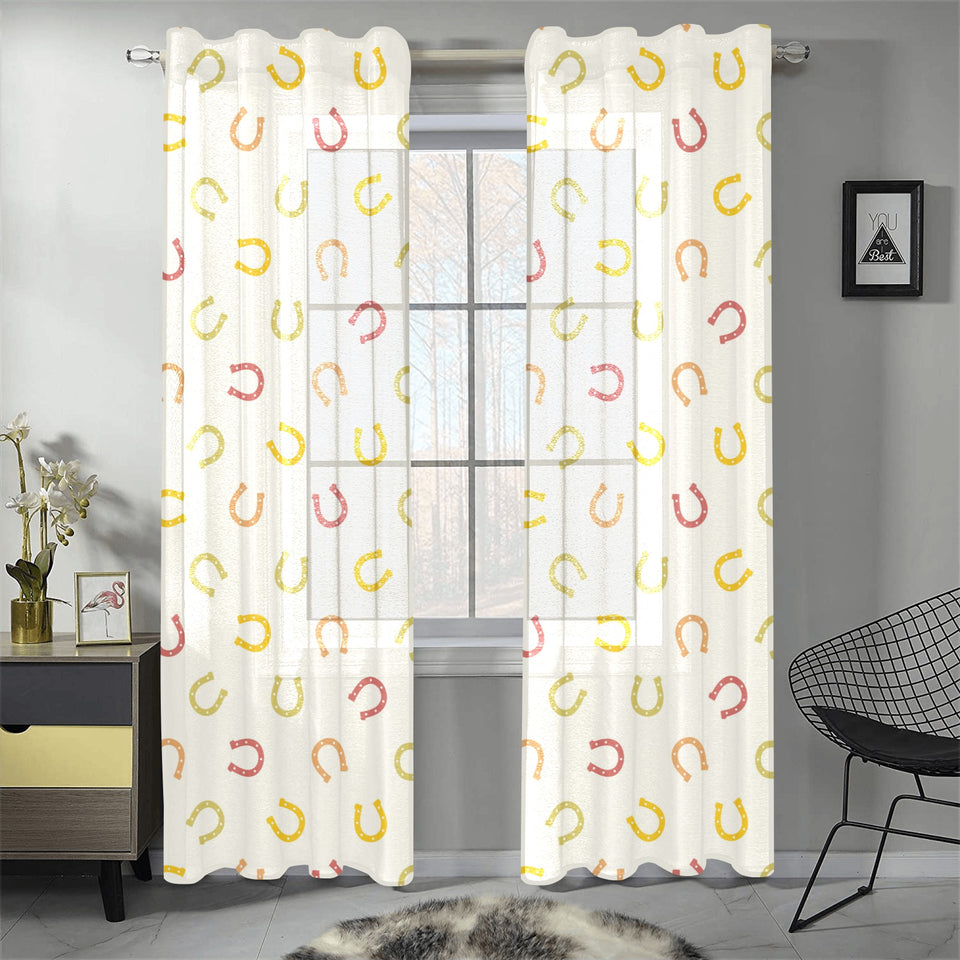 Horseshoes Pattern Print Design 02 Gauze Curtain