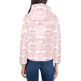 White swan and flower love pattern Women's Padded Hooded Jacket