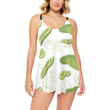 Cucumber sketch pattern Chest Sexy Pleated Two Piece Swim Dress