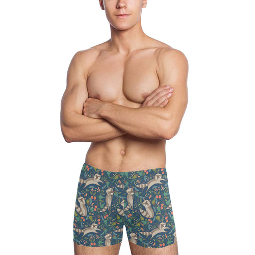 Raccoon tropical leaves pattern Men's Swimming Trunks