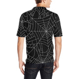 Spider web pattern Black background white cobweb Men's All Over Print Polo Shirt