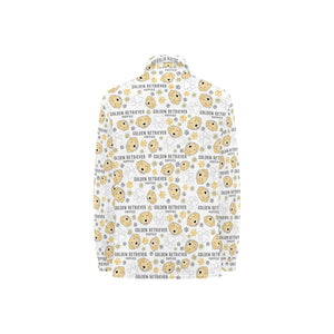Golden Retriever Pattern Print Design 04 Women's Long Sleeve Polo Shirt
