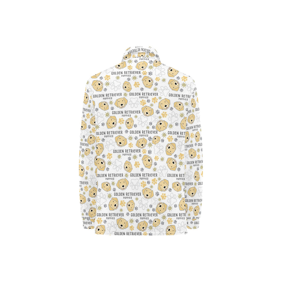 Golden Retriever Pattern Print Design 04 Women's Long Sleeve Polo Shirt