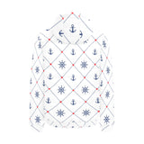 Anchor rudder nautical design pattern Men's Padded Hooded Jacket