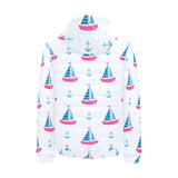 Sailboat anchor pattern Men's Padded Hooded Jacket
