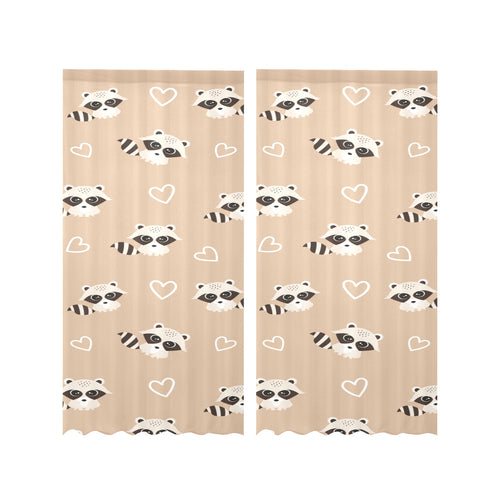 Cute raccoon heart pattern Gauze Curtain