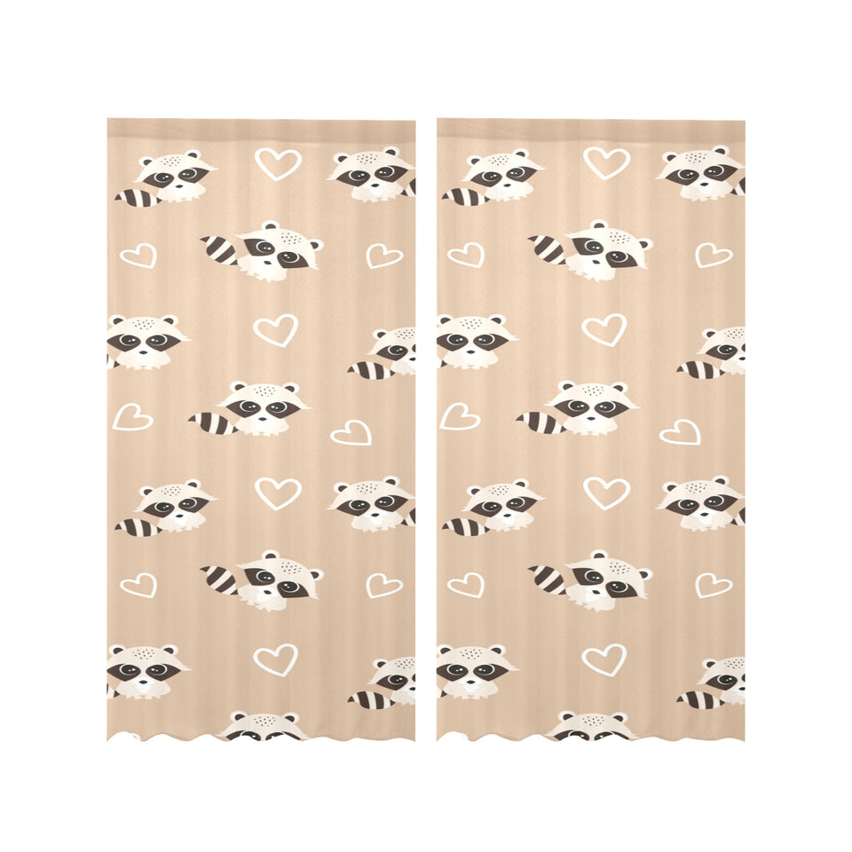 Cute raccoon heart pattern Gauze Curtain