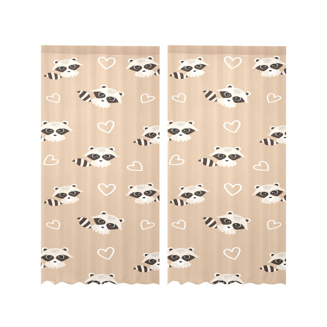 Cute raccoon heart pattern Gauze Curtain