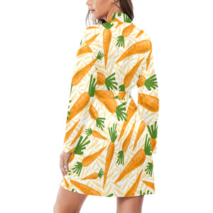 Carrot Pattern Print Design 01 Women's Long Sleeve Belted Night Robe