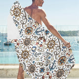 Cute nautical steering wheel anchor pattern Beach Towel