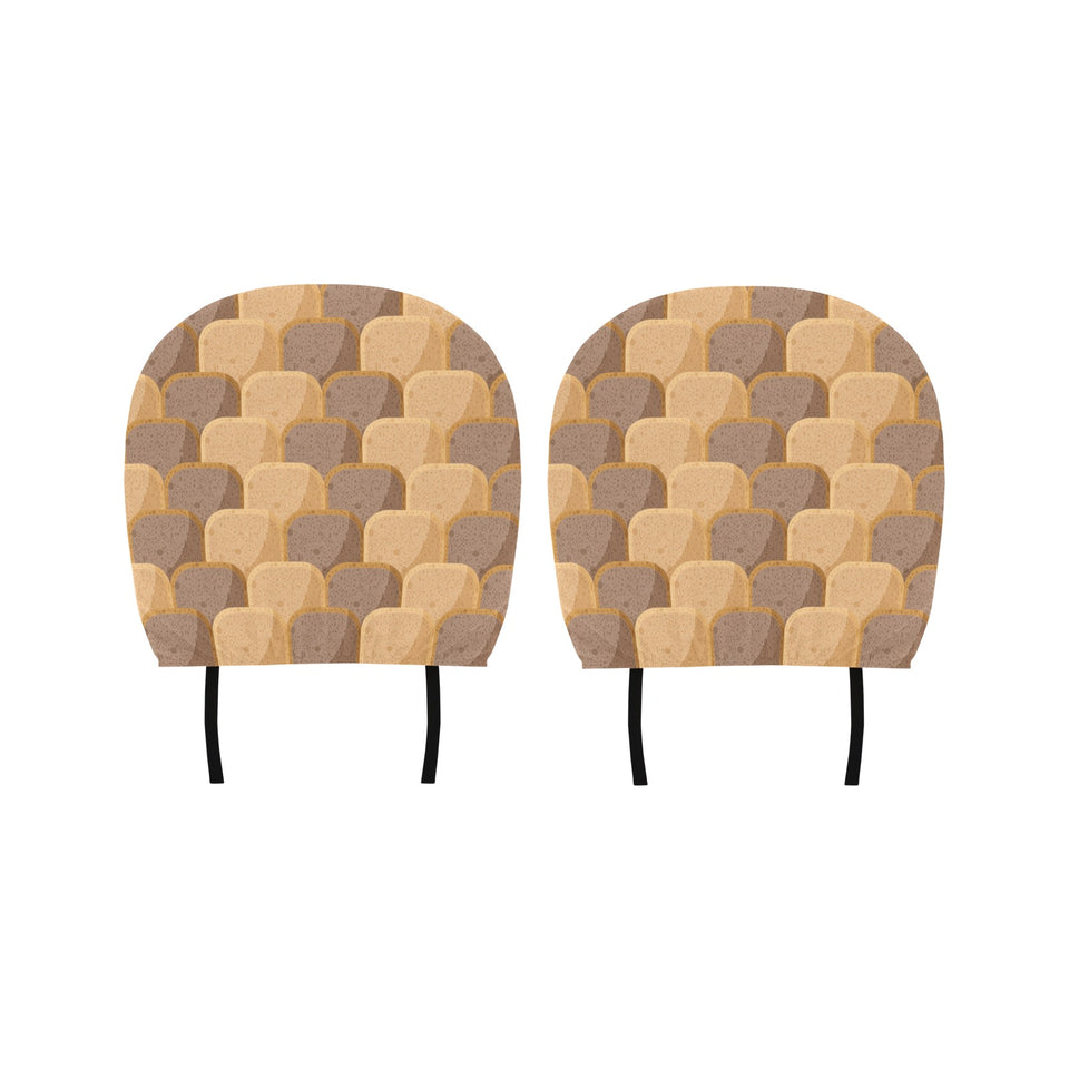 Bread Toast Pattern Print Design 04 Car Headrest Cover