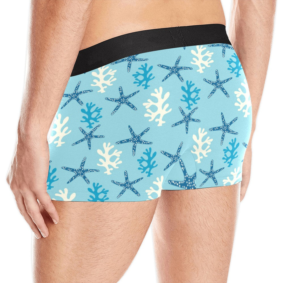 Blue starfish coral reef pattern Men's All Over Print Boxer Briefs Men's Underwear