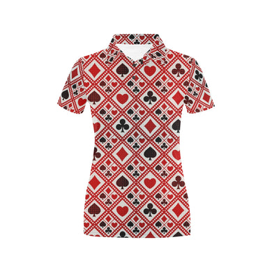 Casino Cards Suits Pattern Print Design 03 Women's All Over Print Polo Shirt