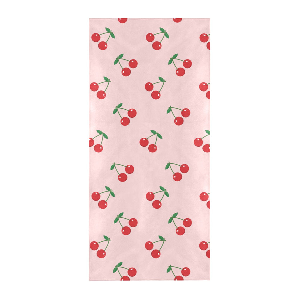 cherry pattern pink background Beach Towel