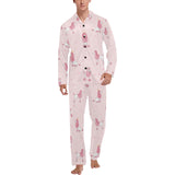 Poodle dog pink color theme Men's Long Pajama Set