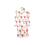 Daruma japanese wooden doll Men's Long Sleeve Belted Night Robe