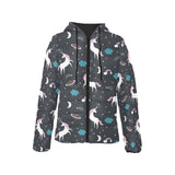 unicorn rainbows moon clound star pattern Women's Padded Hooded Jacket