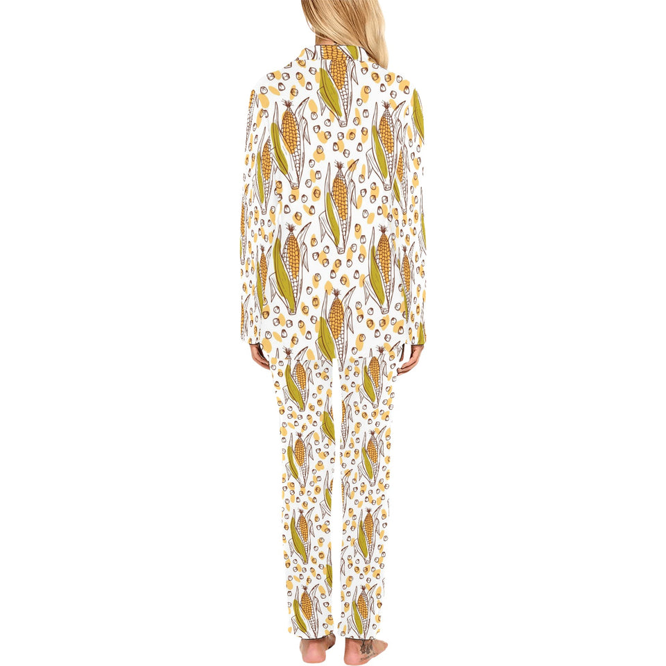 Corn Pattern Print Design 02 Women's Long Pajama Set