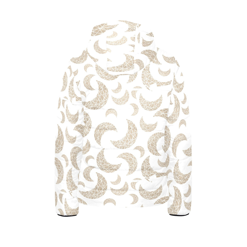 Cool gold moon abstract pattern Kids' Boys' Girls' Padded Hooded Jacket