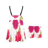 dragon fruits design pattern Chest Sexy Pleated Two Piece Swim Dress