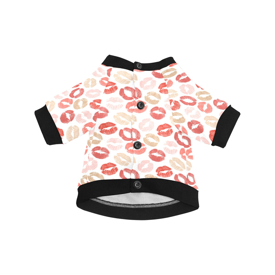 Lips Pattern Print Design 04 All Over Print Pet Dog Round Neck Fuzzy Shirt